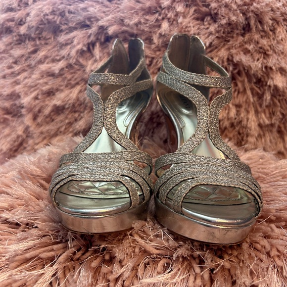 Alfani Shoes - DAMAGED - Alfani Glittering Silver Strappy Heels